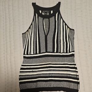 Inc. from Macy's Black and White Striped Tank Top With Keyhole X-Small